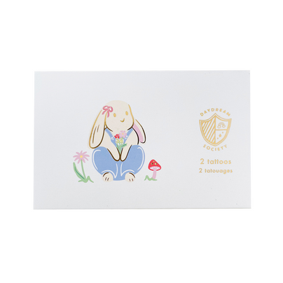 Bunnies In The Garden Overalls Bunny Temporary Tattoos, Daydream Society