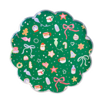Baking Spirits Bright Dark Green Scalloped Large Plates, Daydream Society