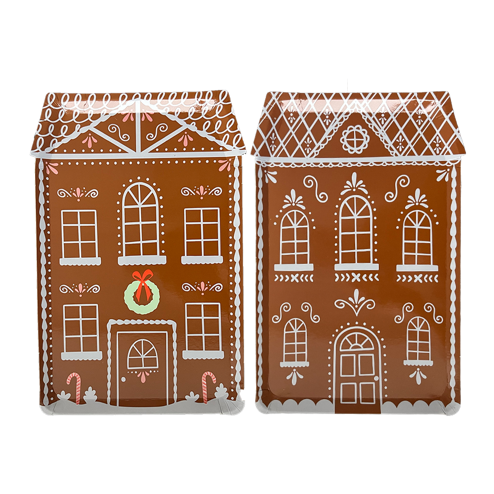 Baking Spirits Bright Tall Gingerbread House Plates, Daydream Society