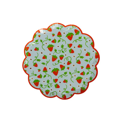 Strawberry Print Picnic Scalloped Small Plates