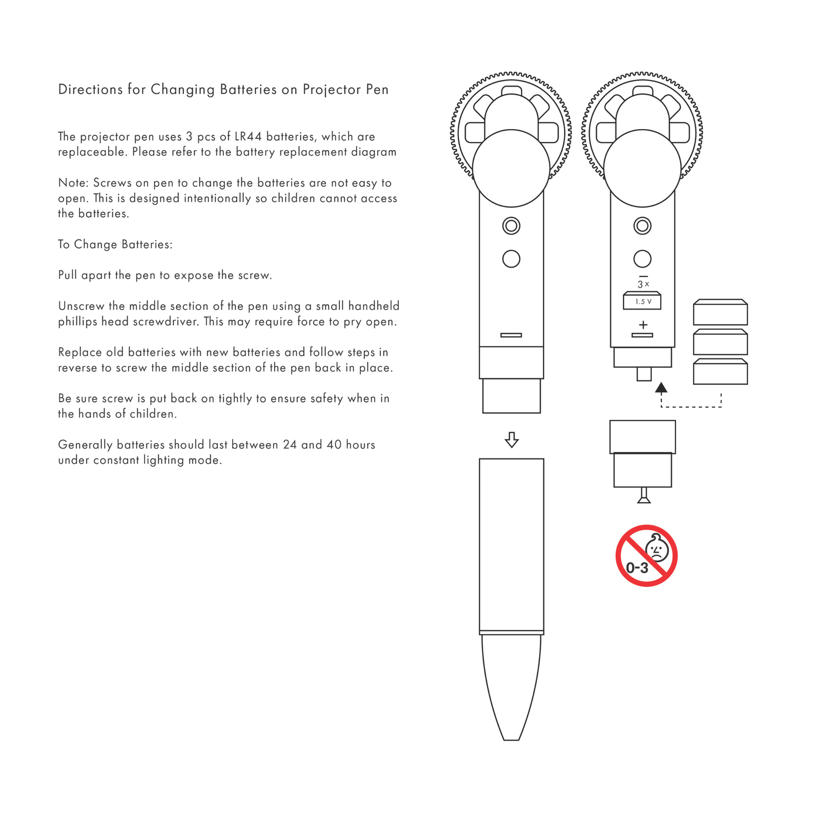 Directions For Changing Battery on Projector Pen