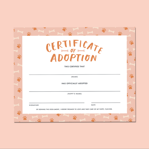bow wow adoption certificate – Daydream Society for Dog Adoption Certificate Free Printable