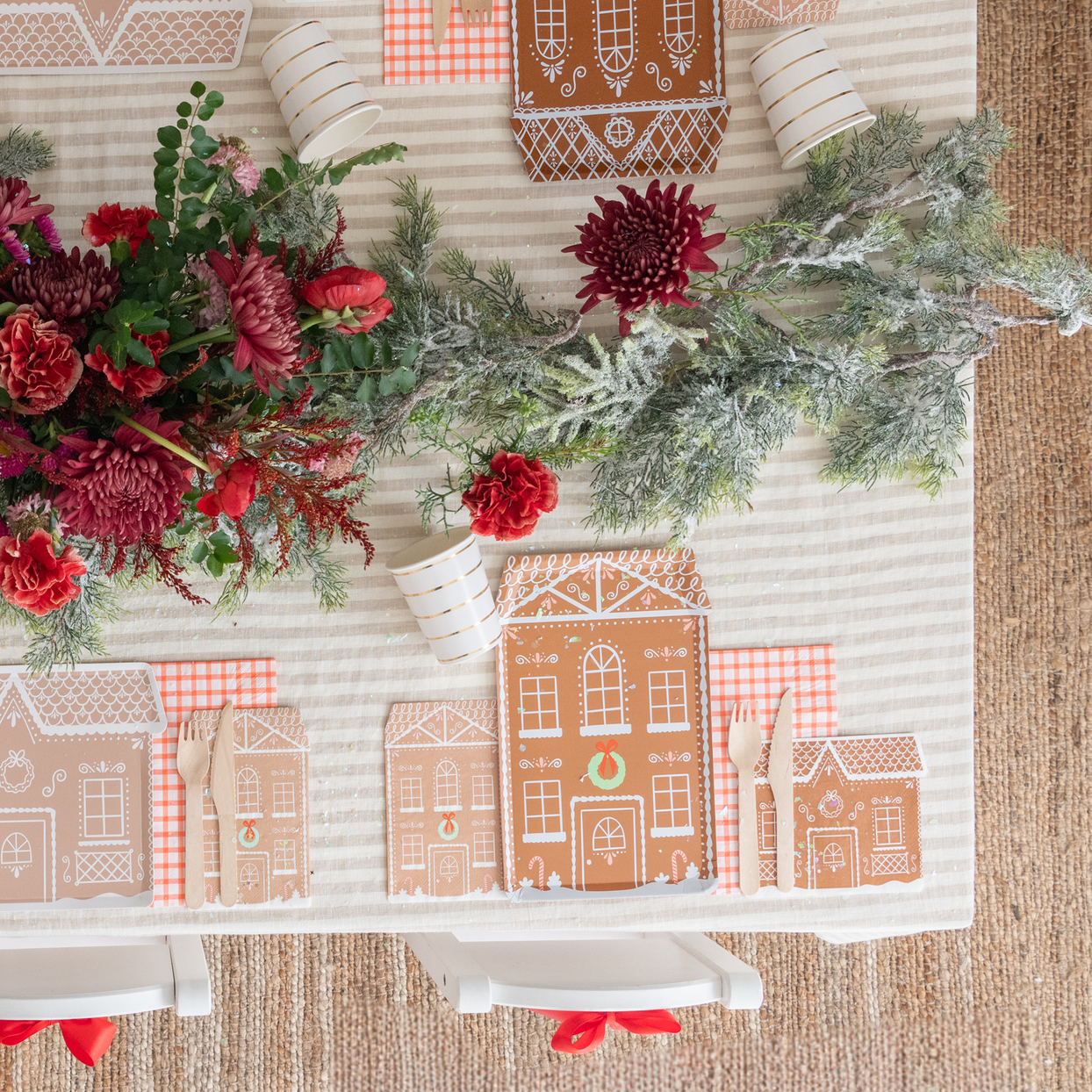 Baking Spirits Bright Tall Light Brown Gingerbread House Plates