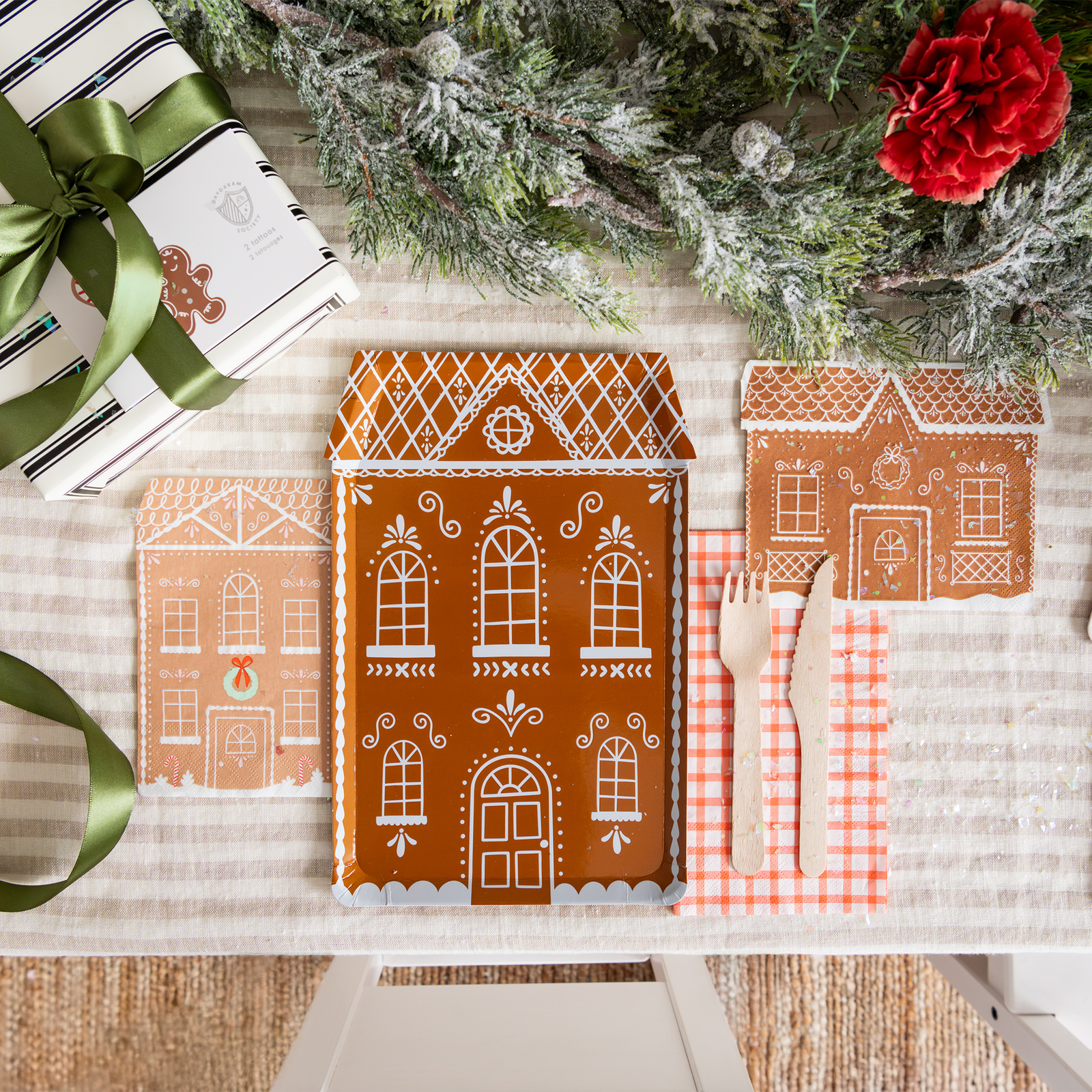 Baking Spirits Bright Light Red Gingham Guest Napkins