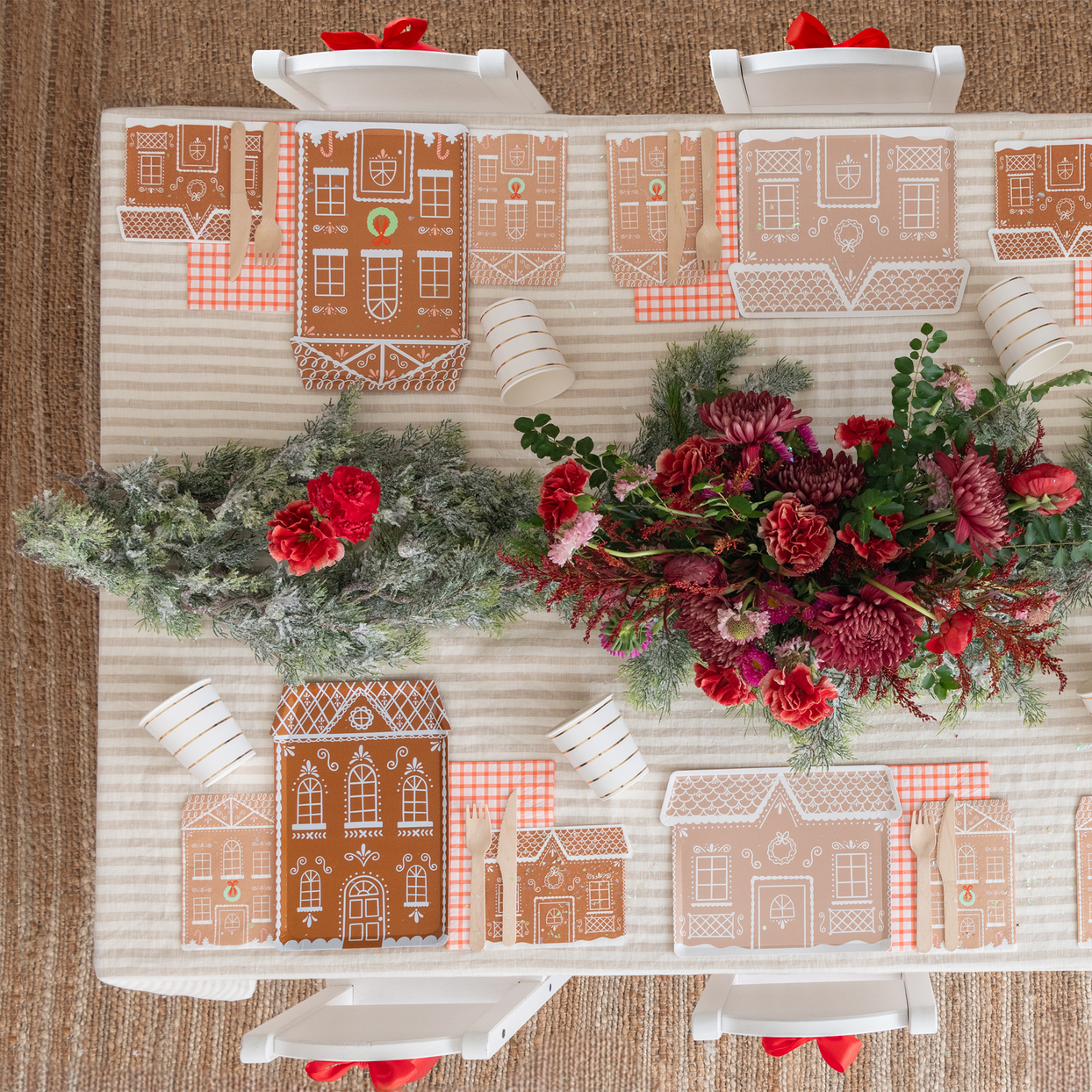 Baking Spirits Bright Tall Dark Brown Gingerbread House Plates