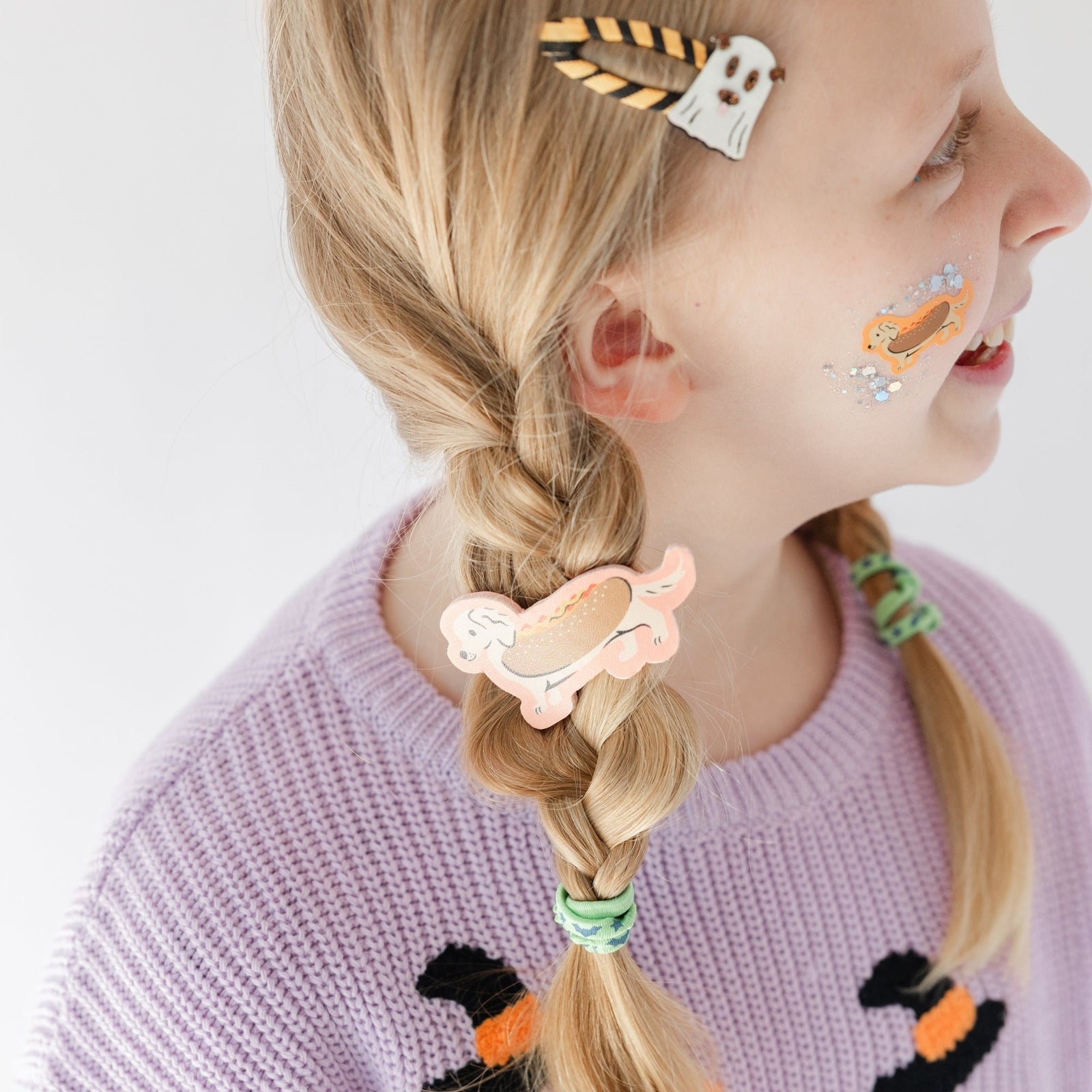 Trick or Treat Street Hot Dog Dachshund Vegan Leather Hair Clip, Daydream Society