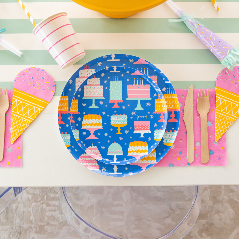 It's A Birthday Large Cake Print Plates, Daydream Society