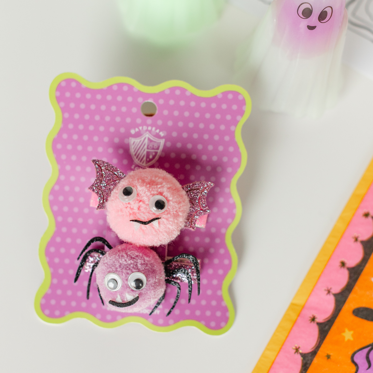 Monster Mash Fuzzy Bat + Spider Hair Clip Set, Daydream Society