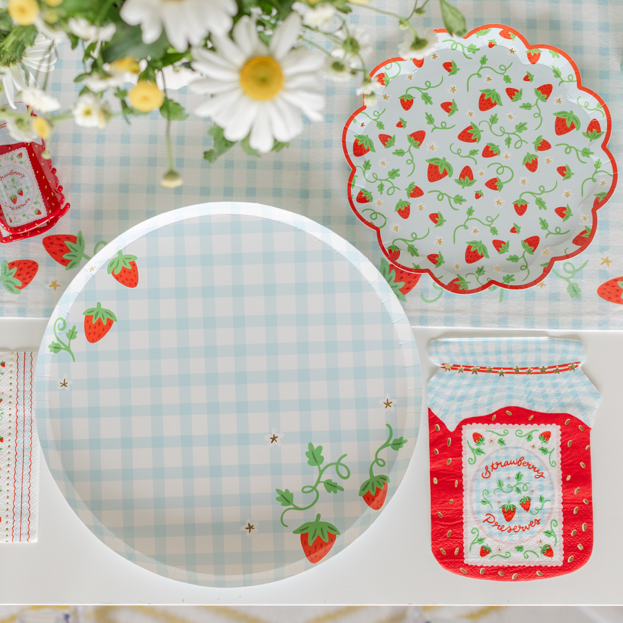 Strawberry Print Picnic Scalloped Small Plates