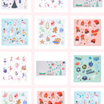 Grid of various festive-themed stickers