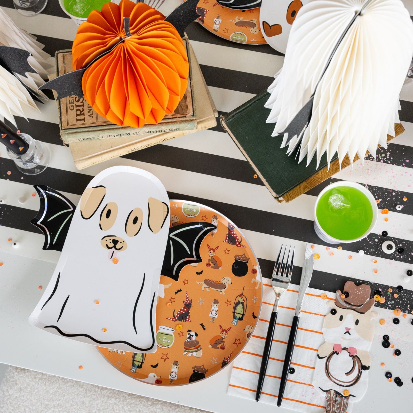 Trick or Treat Street Dog Ghost Large Plates, Daydream Society