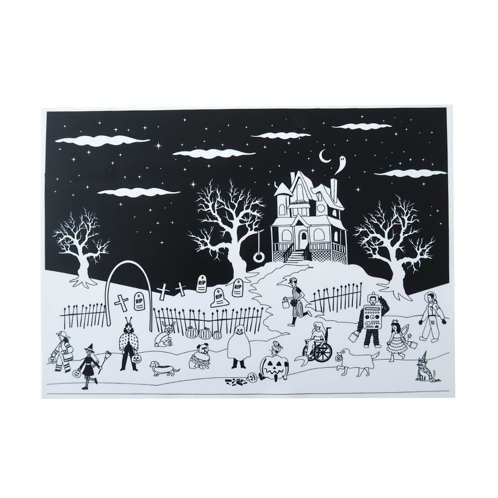 Trick or Treat Street Haunted House Reusable Silicone Coloring Mat, Daydream Society