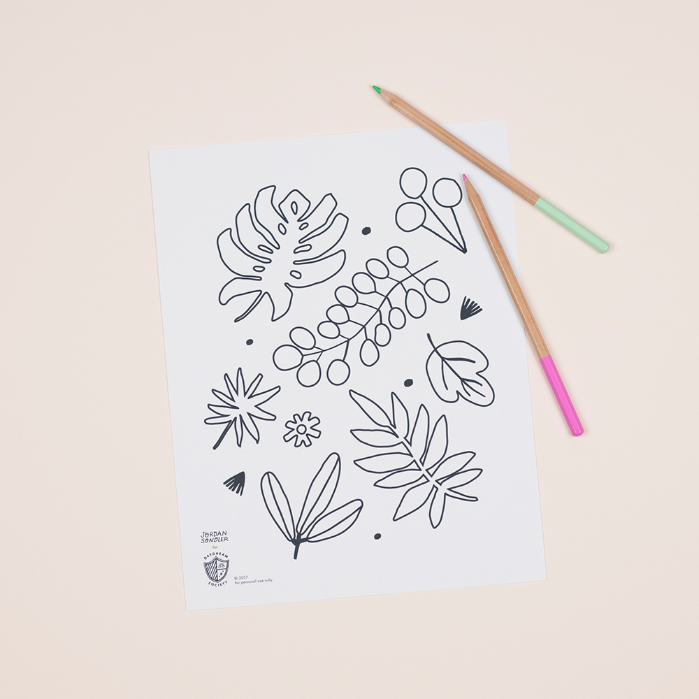 tropicale coloring page, daydream society