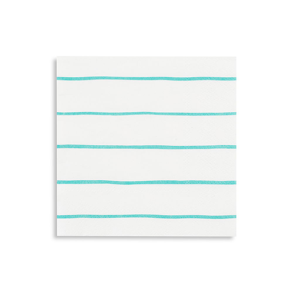 Aqua Frenchie Striped Petite Napkins from Daydream Society