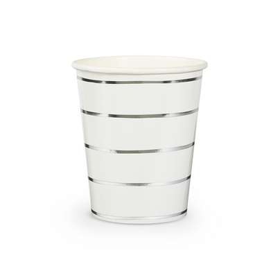silver frenchie metallic striped  9 oz cups