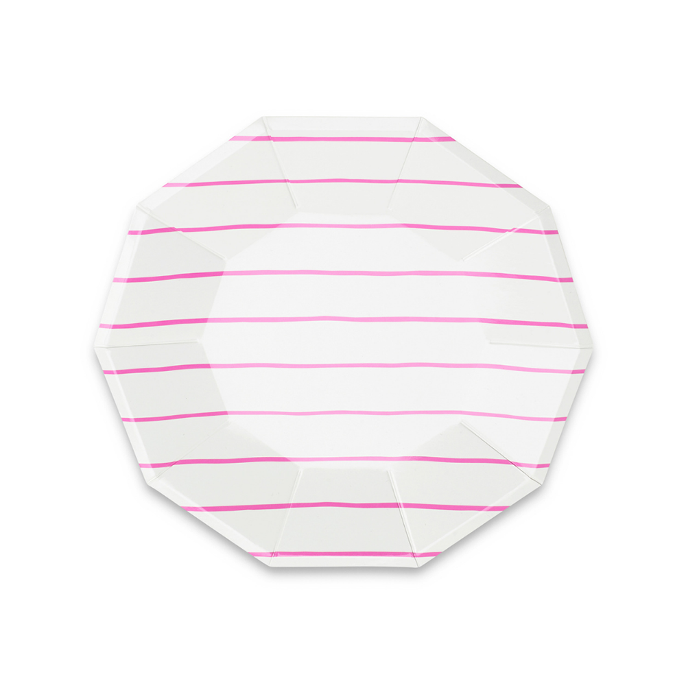Cerise Frenchie Striped Small Plates from Daydream Society