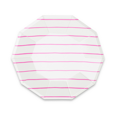 Cerise Frenchie Striped Large Plates from Daydream Society