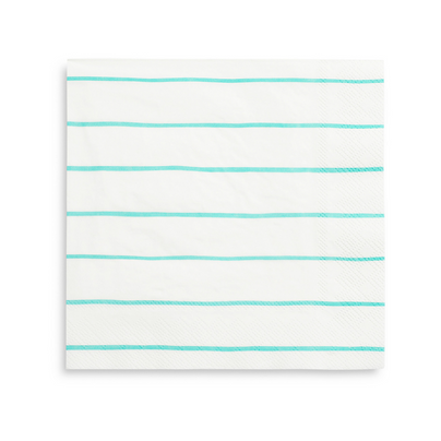 Aqua Frenchie Striped Large Napkins from Daydream Society