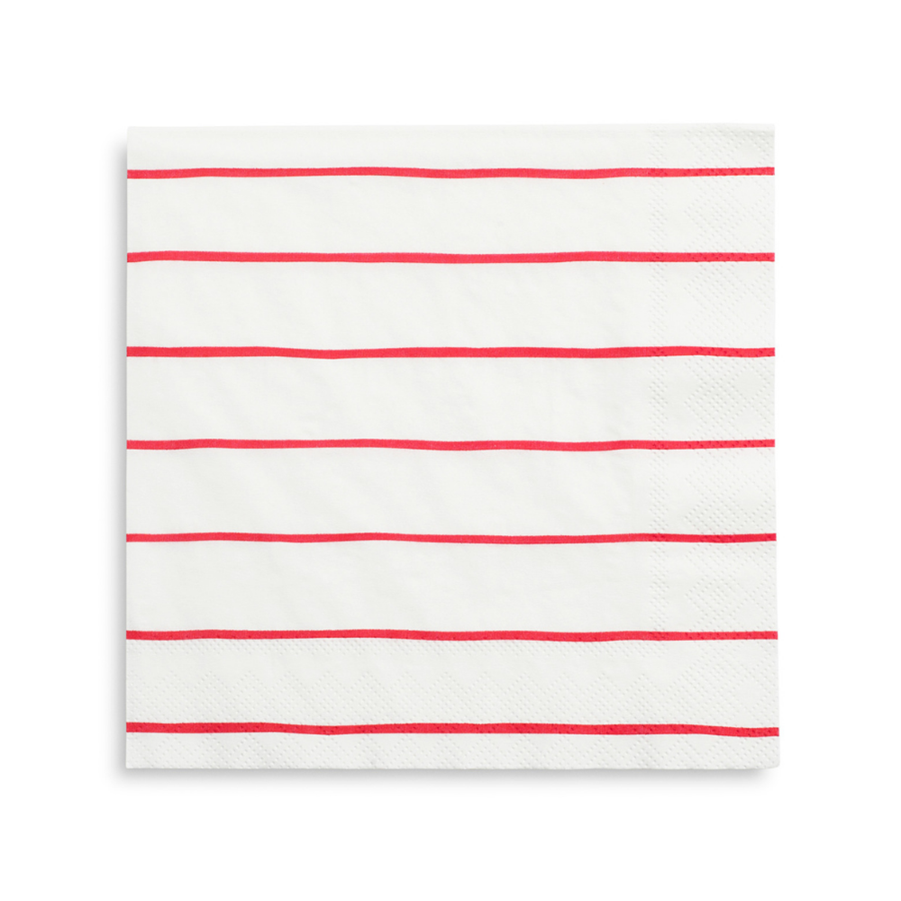 Candy Apple Frenchie Striped Large Napkins from Daydream Society