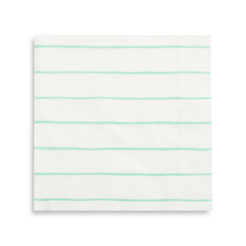 Mint Frenchie Striped Large Napkins from Daydream Society