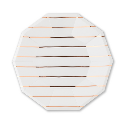 Rose Gold Frenchie Striped Large Plates, Daydream Society